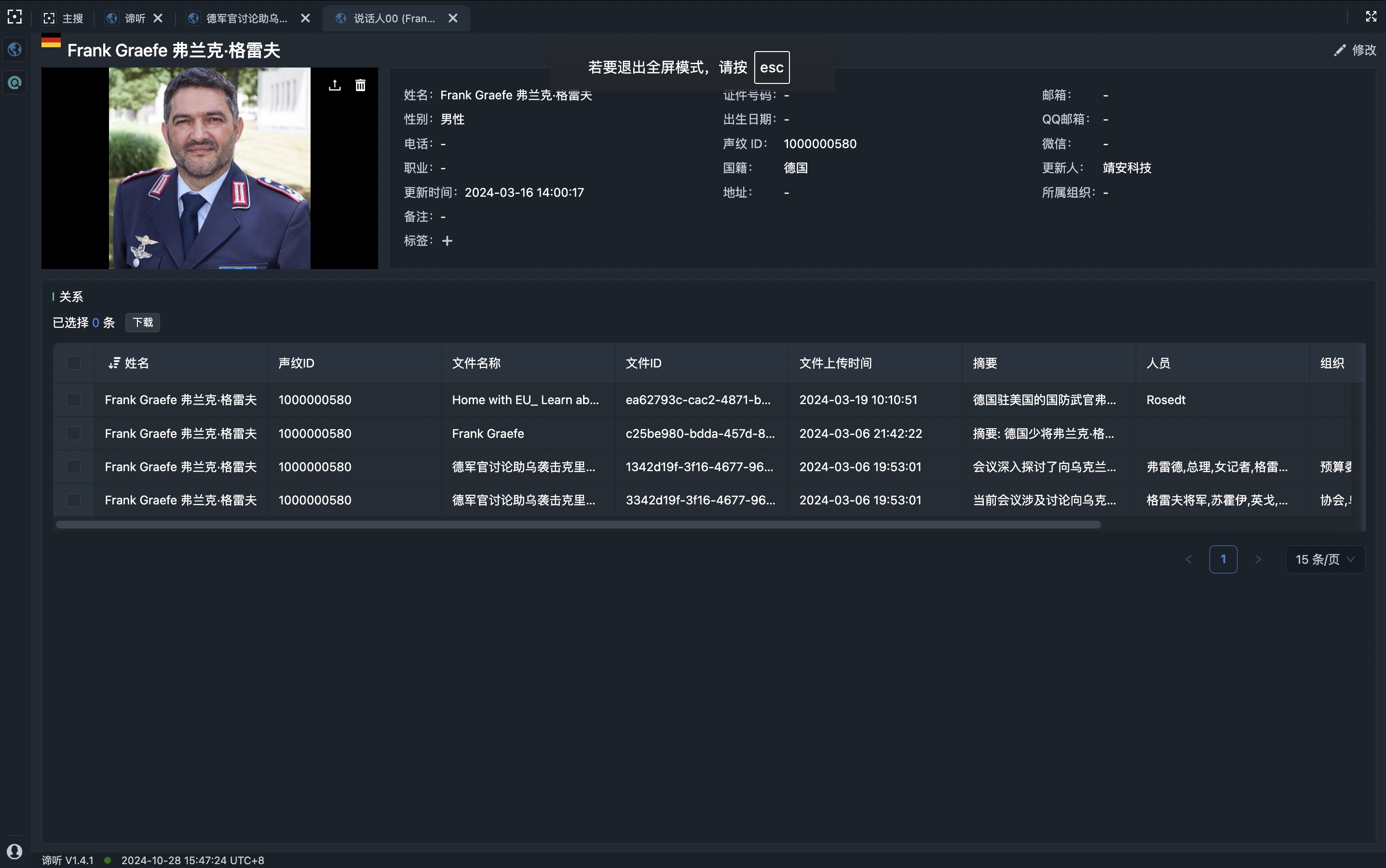 对比互联网公开视频，参会者身份确认